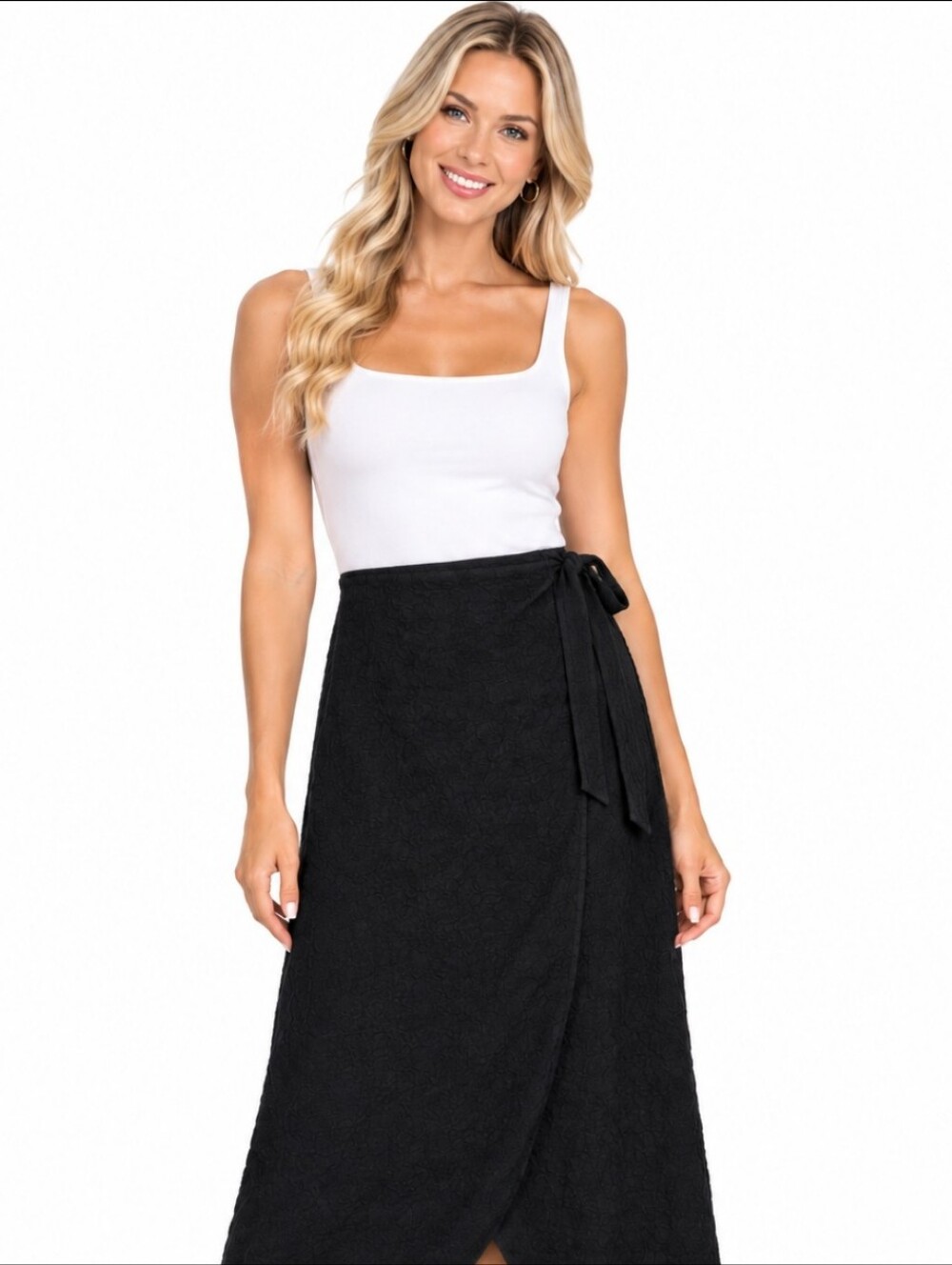 NWT A new day Linen Blend Black Wrap Maxi Skirt(sz:M)